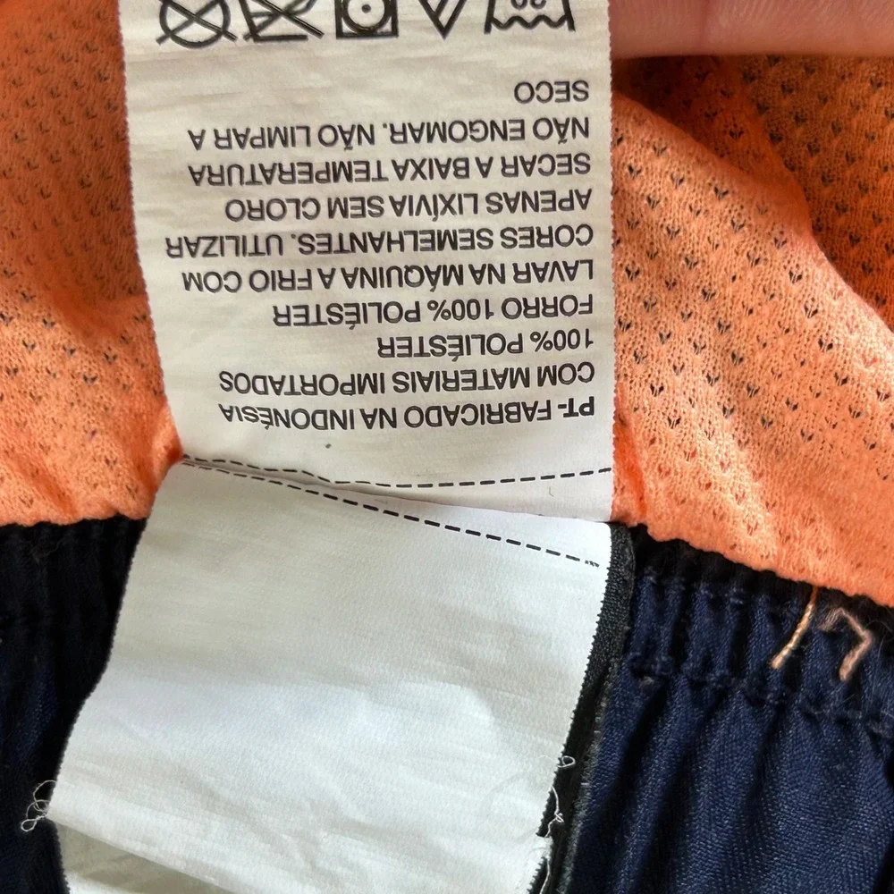Nike Swim Trunks Mens Large Orange Navy Blue Graphic Board Shorts Sporty‎ Summer